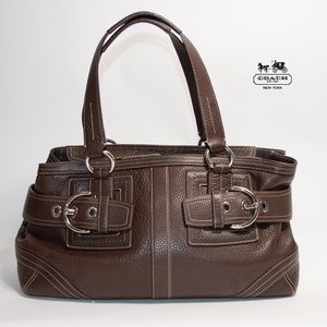 Coach Brown Pebbled Leather Hampton Tote